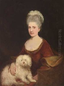 Portraet Af En Lady Med Sin Hund Af Racen Coton De Tulear by James (Thomas J.) Northcote