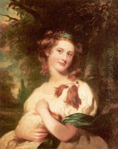 Portrait Of A Young Girl With A Blenheim Spaniel by James (Thomas J.) Northcote
