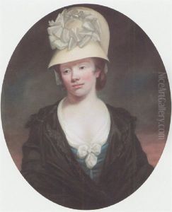 Portrait Of Mrs Joy, Wearing A Blue Dress, Black Cloak, And Cream Bonnet by James (Thomas J.) Northcote