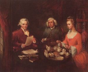 Sir Joshua Reynolds, Dr Samuel Johnson And Theophila Palmer Taking Tea In Reynolds's House In Leicester Square by James (Thomas J.) Northcote