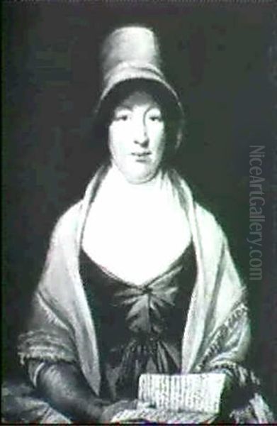 Portrait Of A Lady, Seated Half Length, Wearing A Grey Dress And Gloves, A Silver Shawl, And A Straw Hat... - view 1