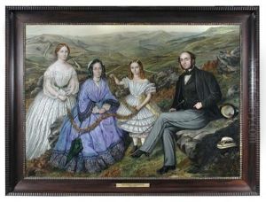 Family Portrait On The Derbyshire Moors, Possibly The Norton Family by Benjamin Cam Norton