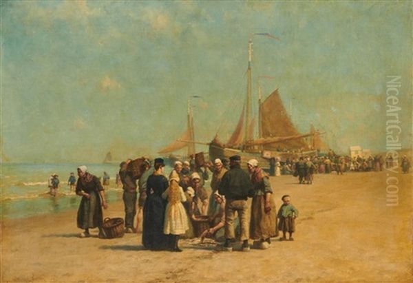 Fish Sale On The Beach, Schevinger - view 1