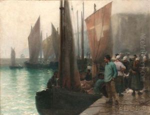 Bustling Fishing Port by William Edward Norton