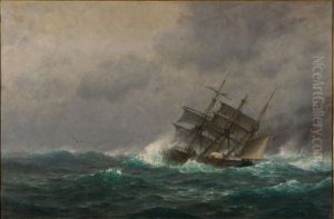 Ship In Stormy Waters by William Edward Norton