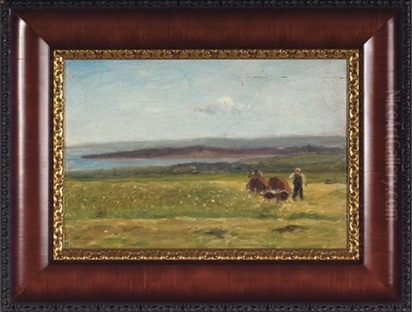 Coastal Landscape With Grazing Cows And Herder - view 1