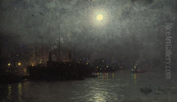 Boston Harbor By Moonlight - view 1