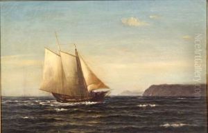 Schooner Sailing Before A Rocky Coast by William Edward Norton