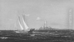 Portrait Of A Gaff-rigged Sloop In Boston Harbor