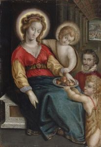 The Virgin And Child With The Infant Saint John The Baptist And A Donor, A Colonnade Leading To A Mountainous Landscape Beyond
