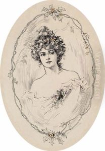Young Woman Surrounded By Holly (associated Sunday Magazine)
