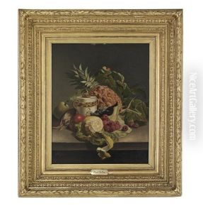 Still Life With Fruit, Porcelain Jar And Game Birds by David Emile Joseph de Noter