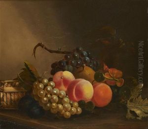 Peches Et Raisin Sur Un Entablement by David Emile Joseph de Noter
