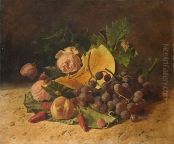 Composition Aux Raisins, Melon Et Aux Roses - view 1