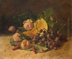 Composition Aux Raisins, Melon Et Aux Roses by David Emile Joseph de Noter