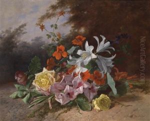 Blumenstuck Mit Rosen, Gladiolen Und Lilien by David Emile Joseph de Noter