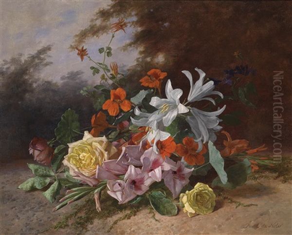 Blumenstuck Mit Rosen, Galdiolen Und Lilien - view 1
