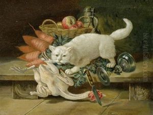 Stilleben Mit Katze by David Emile Joseph de Noter