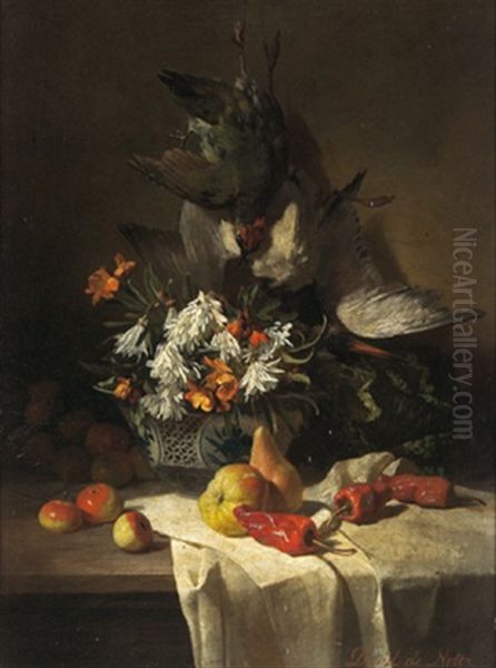 Blumenstuck Mit Fruchten Und Vogeln - view 1