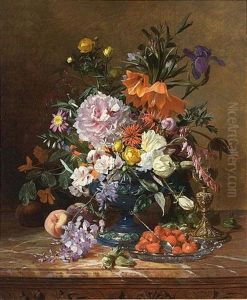 A Still Life With Flowers And Fruit A Still Life With Flowers And Fruit