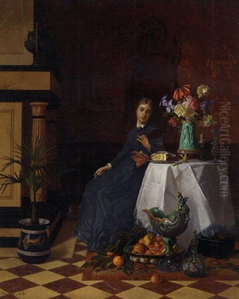 An Elegant Lady Seated In An Interior - view 1