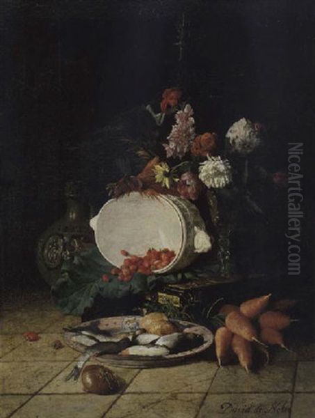 Stilleben Mit Blumen, Fruchten Und Fisch - view 1