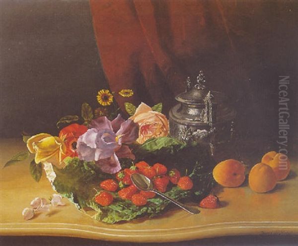 A Still Life Of Flowers And Strawberries - view 1