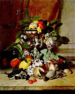 Nature Morte Aux Fruits Et Oiseaux by David Emile Joseph de Noter