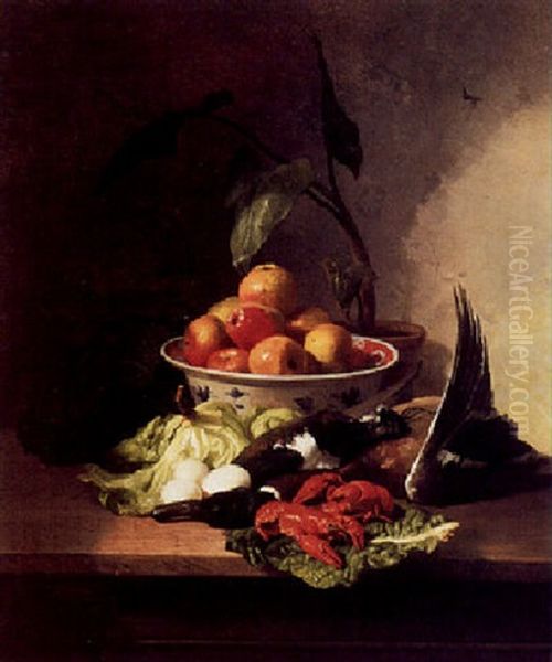 A Still Life With Lobster, Poultry, And Fruit In A Porcelain Bowl - view 1