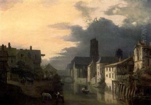 Vue Nocturne De Gand by Pierre Francois de Noter