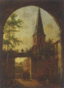 Monks Blessing A Child By A Gateway