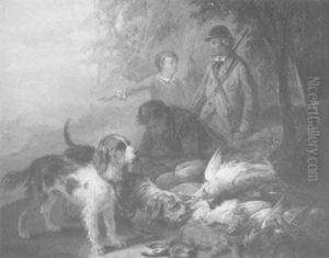 Jagdgesellschaft Vor Der Erlegten Beute by Emanuel Noterman