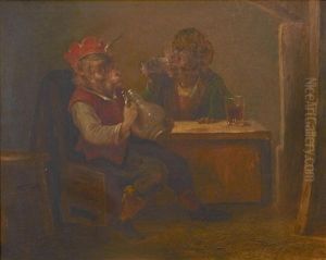 Two Monkeys Drinking Wine by Zacharias Noterman