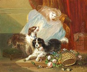 Katten Skraemmes Af To Hunde by Zacharias Noterman