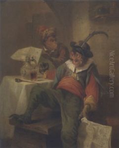 Singes Lisant Le Rappel Dans Une Auberge by Zacharias Noterman