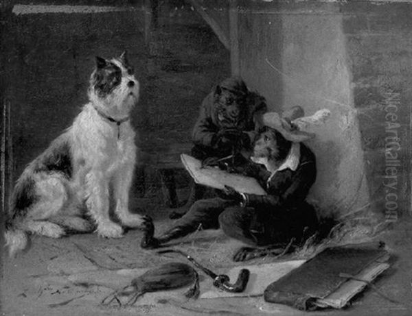 Singe Dessinant Un Chien - view 1