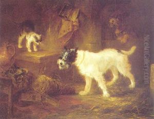Two Dogs And A Cat by Zacharias Noterman