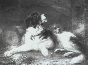 Two Dogs In A Barn by Zacharias Noterman