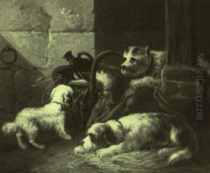 Terriers In A Barn by Zacharias Noterman