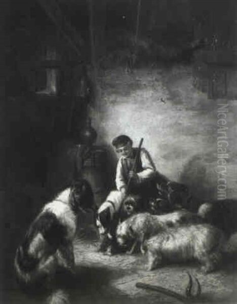 Dogs In A Barn - view 1
