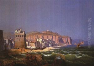 Suditalienische Kustenlandschaft Mit Wehrturm