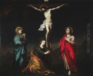 Golgatha. Maria, Maria Magdalena Und Johannes Trauern Am Kreuz Christi by Pietro Novelli