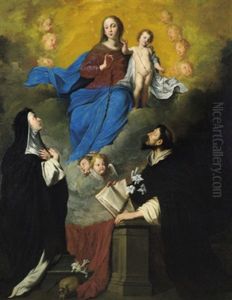 La Madonna Del Carmine: Madonna Con San Benedetto, La Santa Scholastica Ed Angeli by Pietro Novelli
