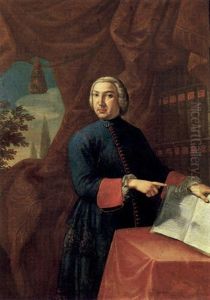Ritratto Di Dotto Che Indica Un Grande Libro Aperto