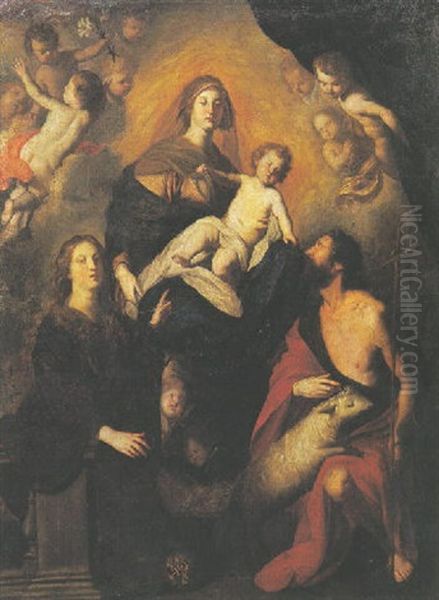La Vierge A L'enfant Entre Saint Jean-baptiste Et Une Donatrice - view 1