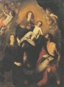 La Vierge A L'enfant Entre Saint Jean-baptiste Et Une Donatrice by Pietro Novelli