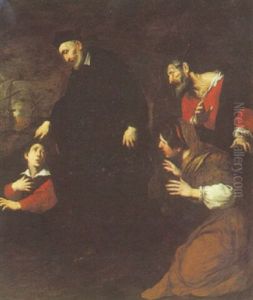 A Cleric Blessing A Young Boy With An Old Man And A Woman Looking On