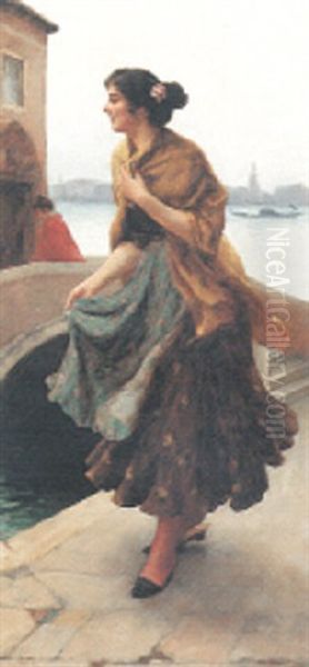 A Young Beauty By A Venetian Canal - view 1