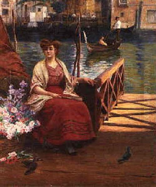 A Venetian Flower Seller - view 1