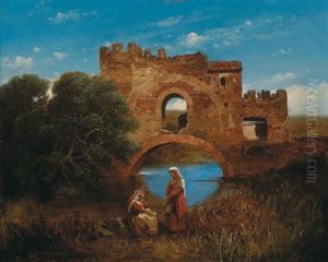 Romische Landschaft Mit Zwei Frauen Am Fluss Romische Landschaft Mit Zwei Frauen Am Fluss